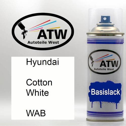 Hyundai, Cotton White, WAB: 400ml Sprühdose, von ATW Autoteile West.